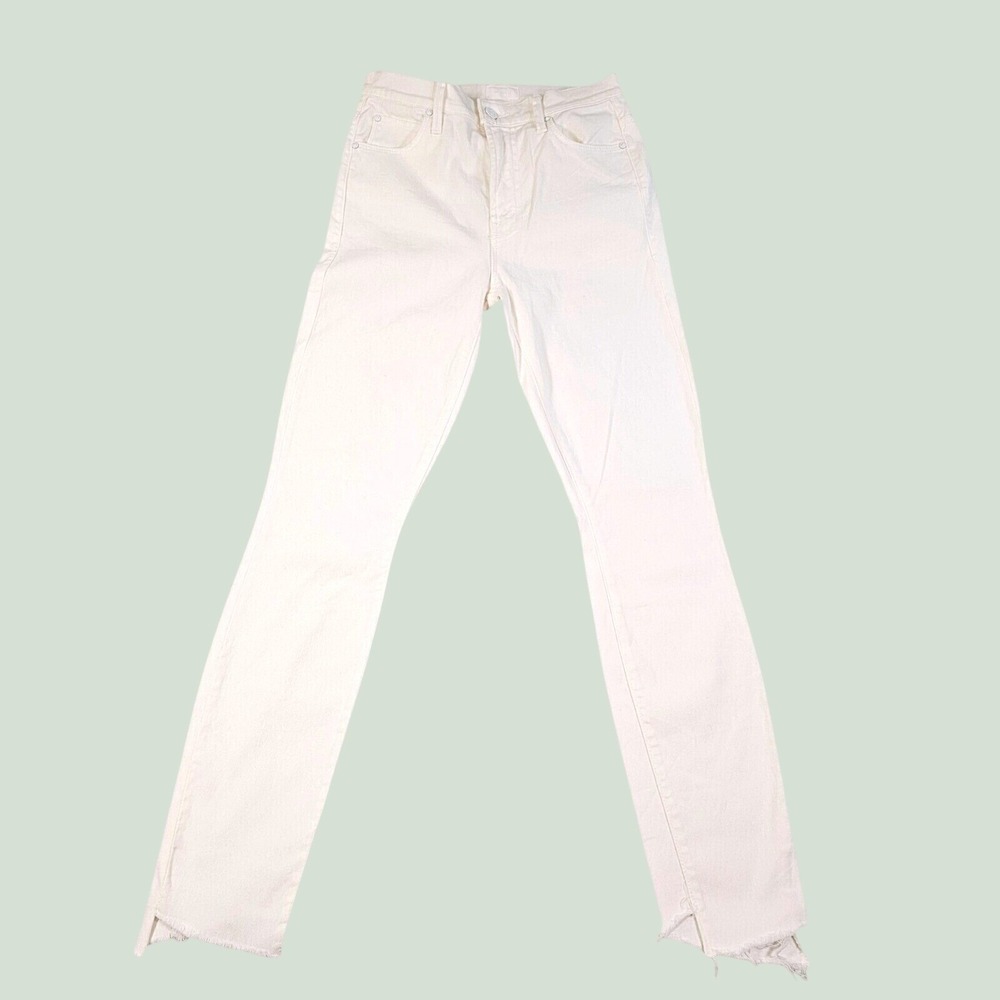 Mother Denim The Stunner Two Step Fray Glass Slipper Off White Skinny Jeans 25